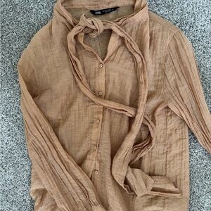 Zara Beige Textured Blouse